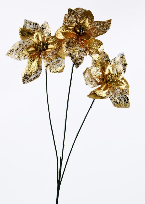 Picture of Poinsettia Stem Gold/ Glitter 65cm